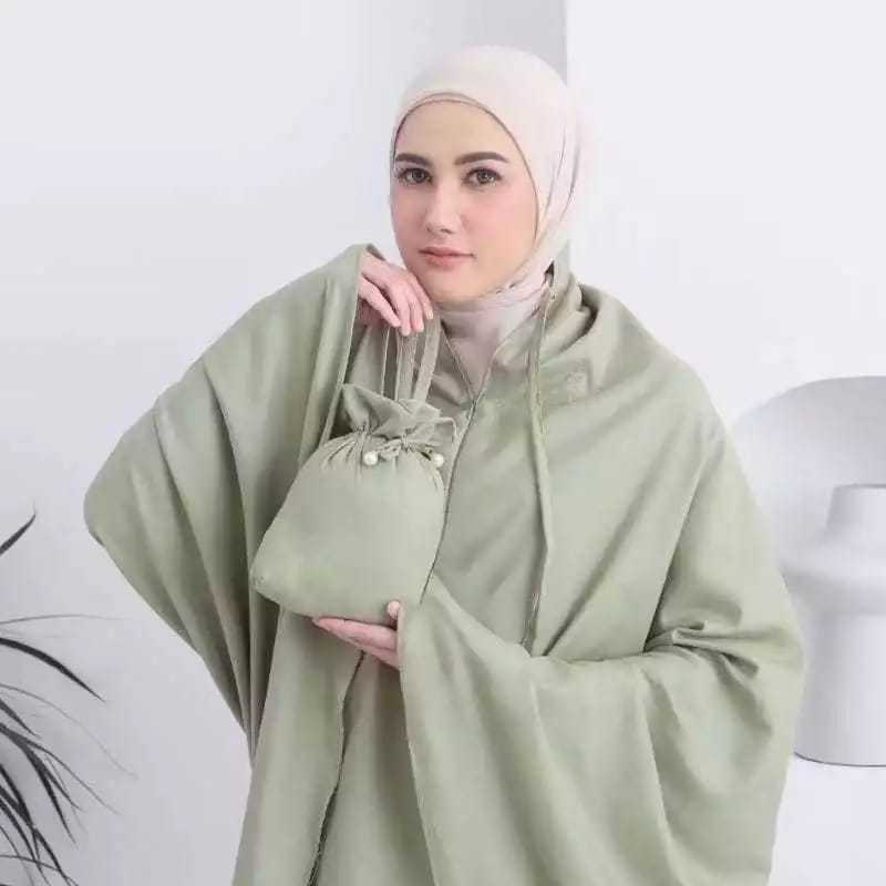 Mukena Dewasa Traveling Polos Allysa Series, Mukena Traveling Pouch 2in1 Resleting