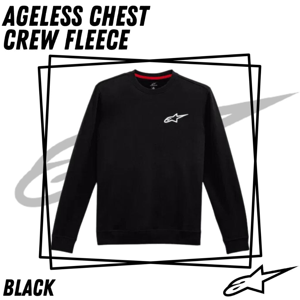 Alpinestars Ageless Chest Crew Fleece Black Jacket Jaket Sweater Original