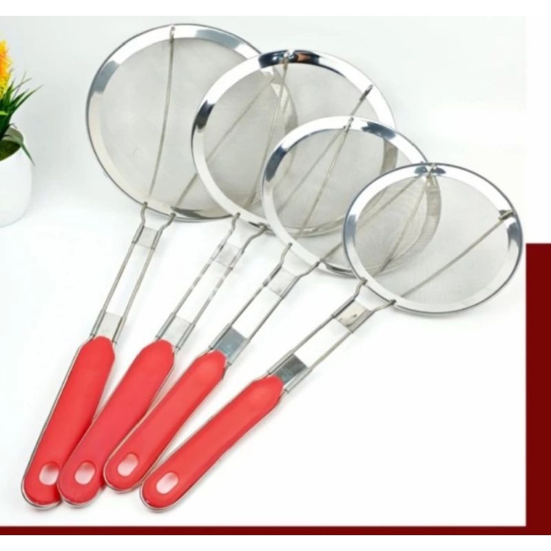 Saringan Halus serokan Gorengan Gagang merah / Serokan gorengan