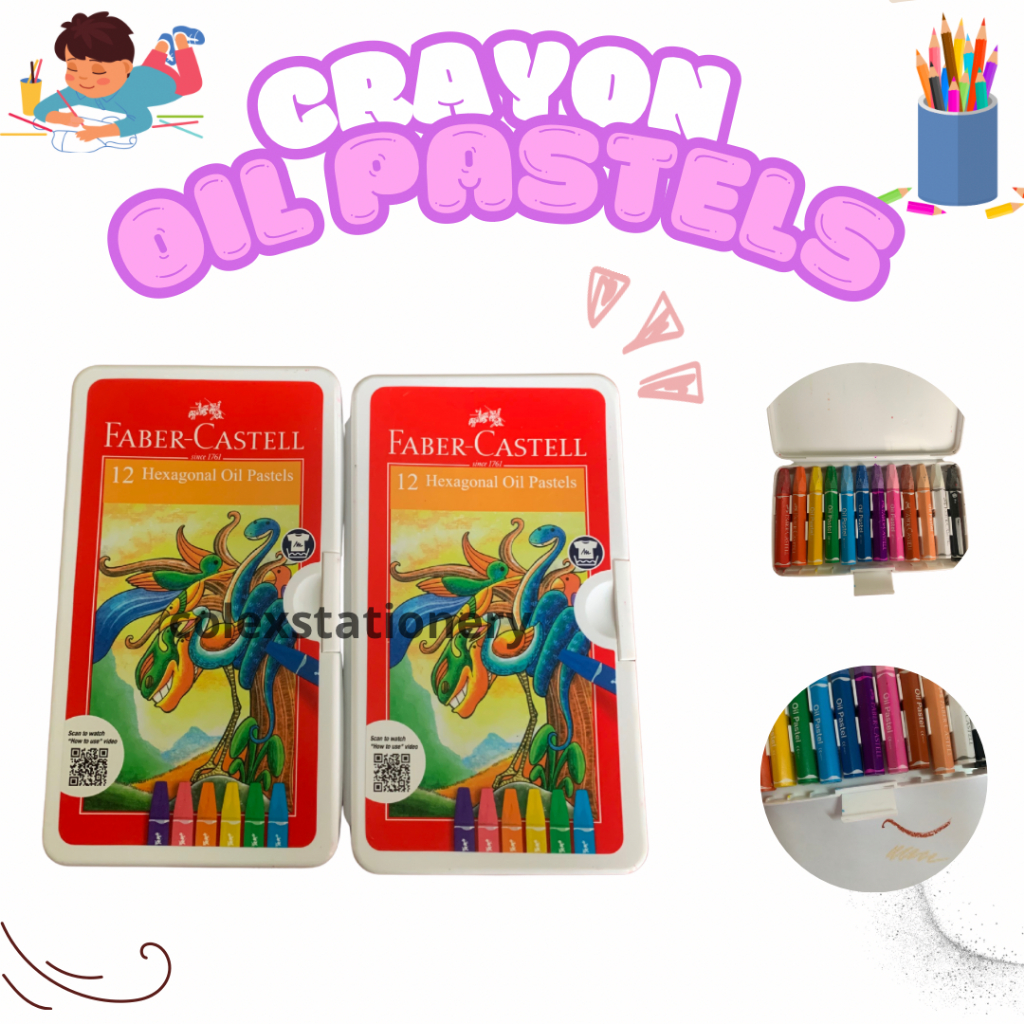 

Crayon Oil Hexagonal / Crayon Anak Oil Pastel Minyak Isi 12 Warna High Quality Faber Castell