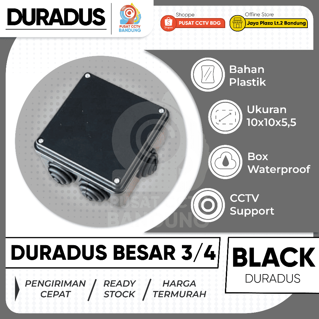 Duradus CCTV Hitam Outdoor Junction Box CCTV Plastik Waterproof