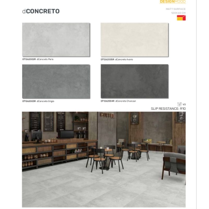 Roman Granit dConcreto 120x60 big slab matt surfaced granit lantai dinding tembok indoor outdoor