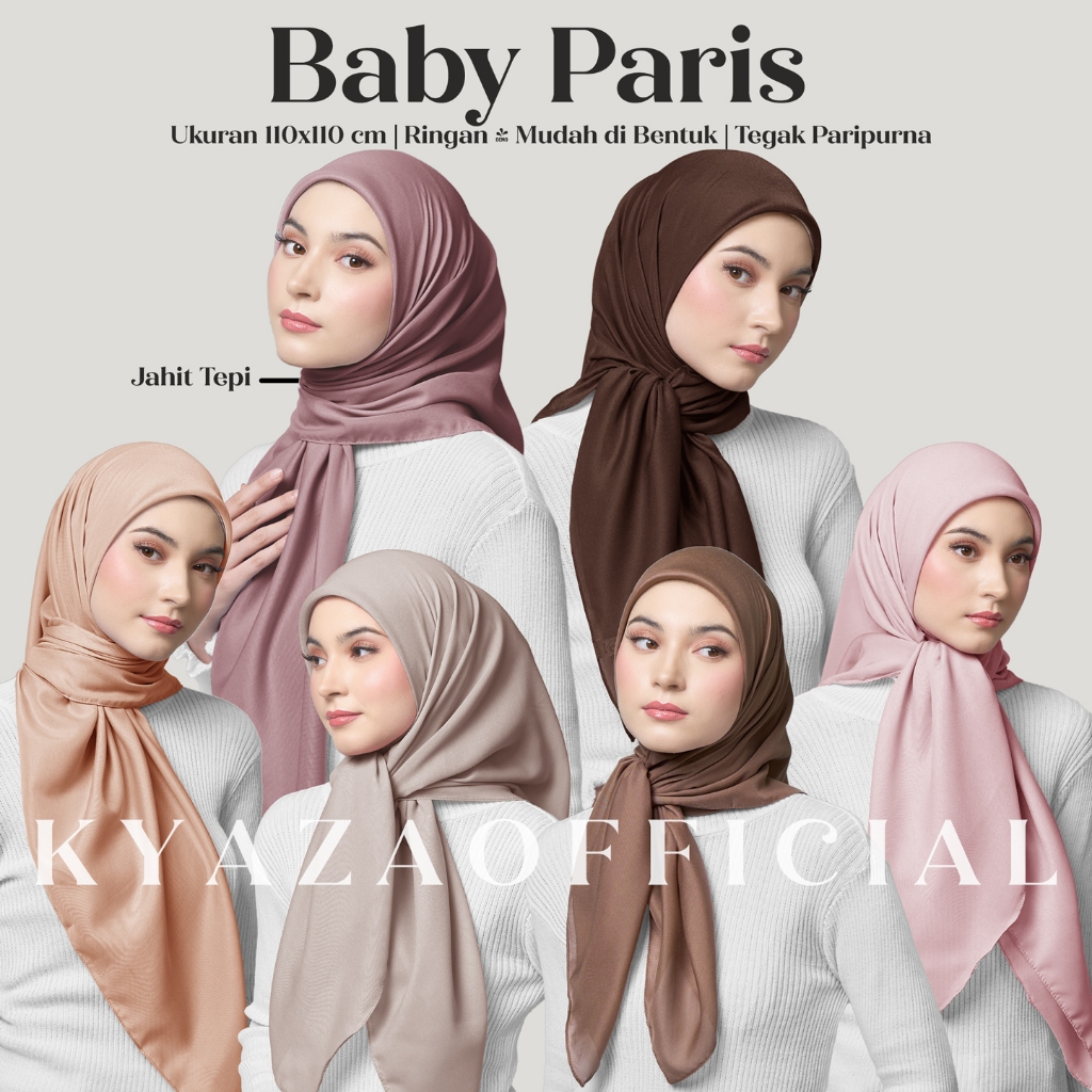 kyaza - Hijab Segiempat  Baby Paris original Japan, Baby Paris, Plain Paris