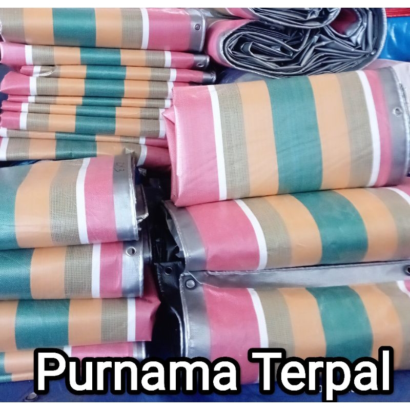 Terpal Tebal A20 Sakura Warna Salur/Pelangi_Silver  Original  Ukuran 2x3, 3x4, 4x5, 5x7, dll.