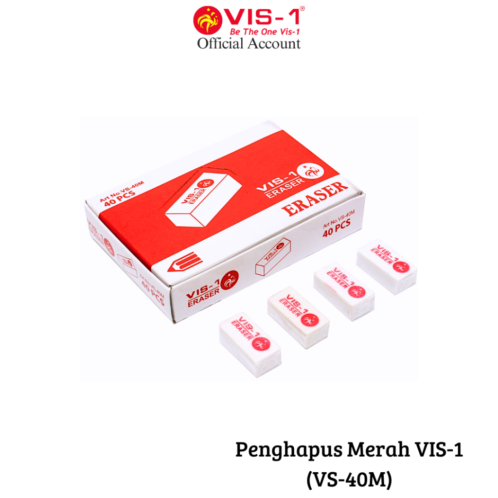 

VIS-1 Penghapus Merah kode VS-40M / Red Eraser (40pcs)