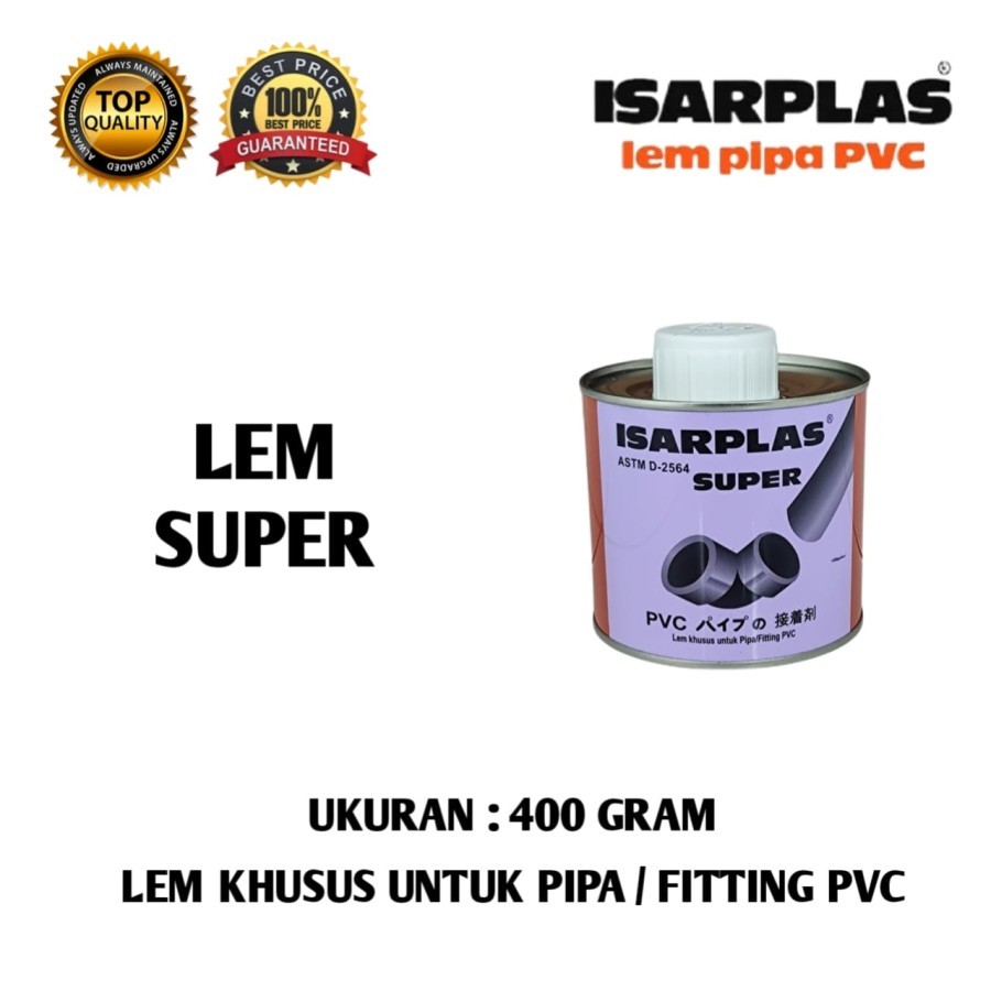 LEM PVC ISARPLAS SUPER TUBE 400GR Lem Fox Lem Pipa PVC Isarplas Super Kaleng 400 gram