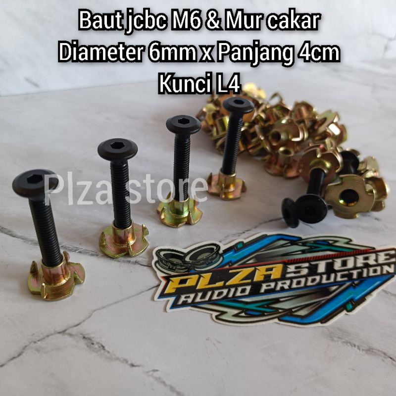 50.pcs Baut+mur cakar box speaker M6 4cm fulldrat cocok untuk speaker 15-18inc baut spiker jcbc 6mm 