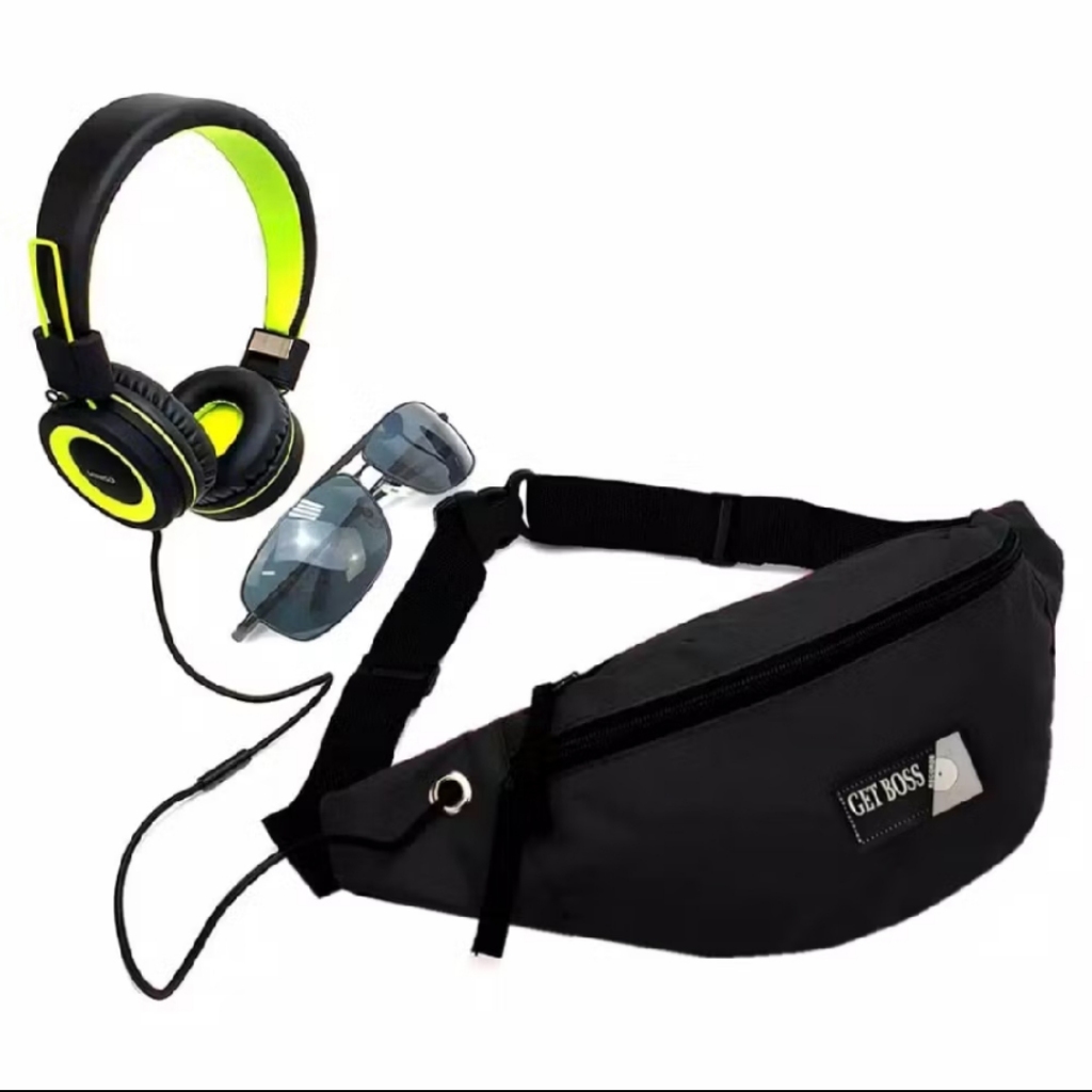 exclusive get boss tas selempang hitam new waisbag pria tas pinggang