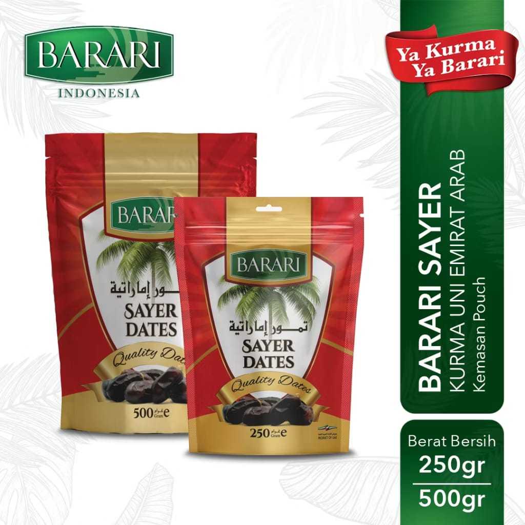 

BARARI Sayer Pouch kurma Emirat Premium Dates High Quality Tekstur Lembut Dan Manis (PCS)