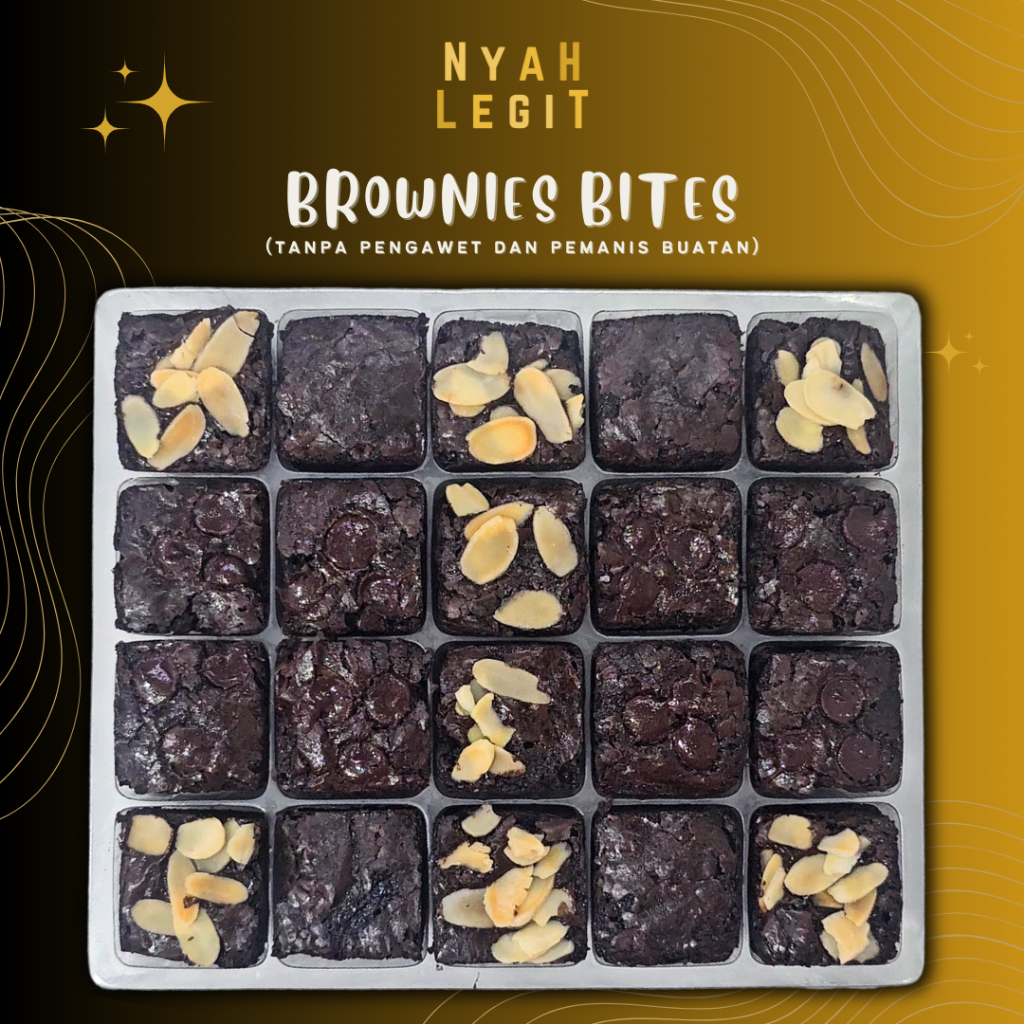 

NYAHLEGIT Fudgy Chewy Brownies Bites Callebaut Chocolate Chip Almond Hampers Makanan Lebaran Murah Gift Kado Valentine Ulang Tahun