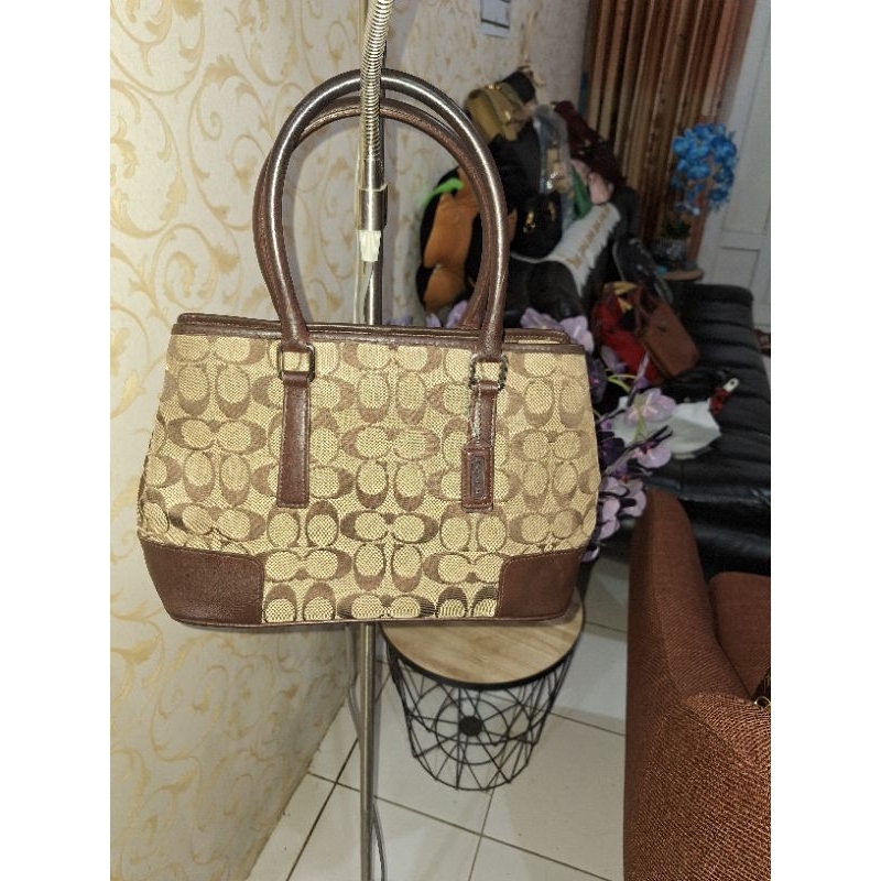 COACH 6089 SIGNATURE TOTE BAG BROWN CANVAS