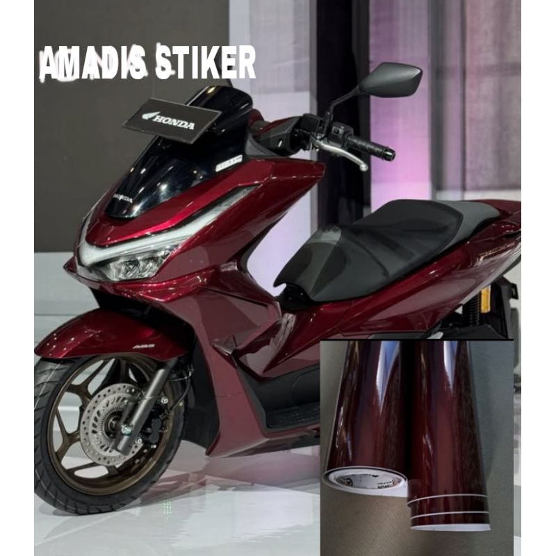 skotlet merah gelap metalic candy merah tajam stiker motor dark red