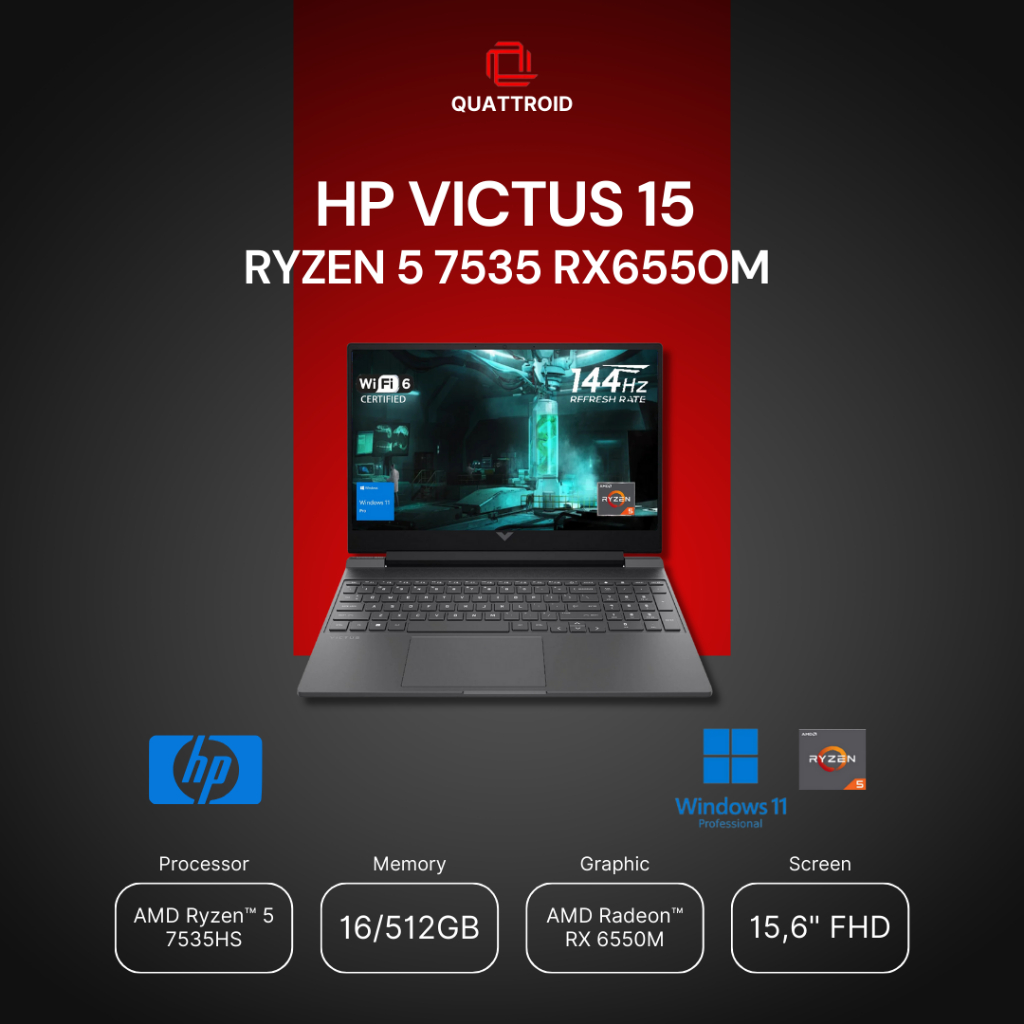 HP VICTUS 15 RYZEN 5 7535 RX655M 18GB/512GB LAPTOP GAMING
