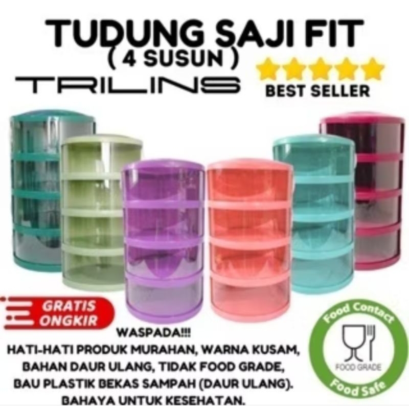(RM) TUDUNG SAJI 4SUSUN TRILINS/TEMPAT PENYIMPANAN LAUK PAUK