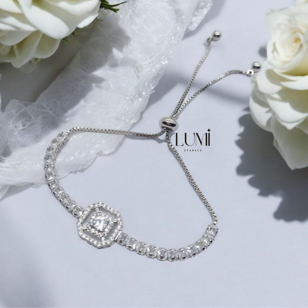 Gelang Serut Putih Wanita Titanium Anti Karat