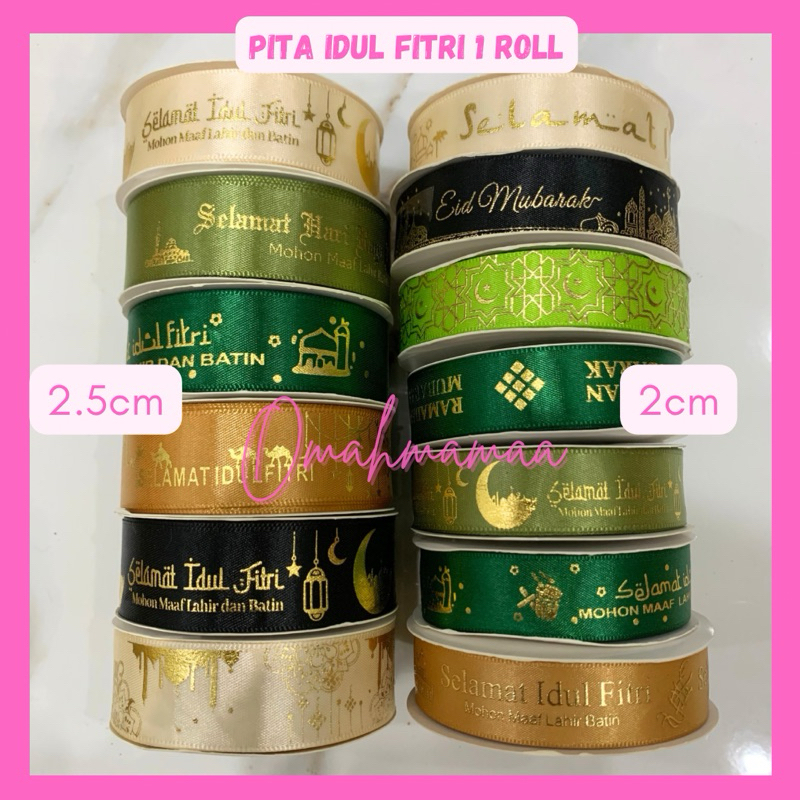 

Pita Idul Fitri 1 roll 2cm 2.5cm / Pita Hampers Lebaran / 25 yard / 22.5meter / 2cm