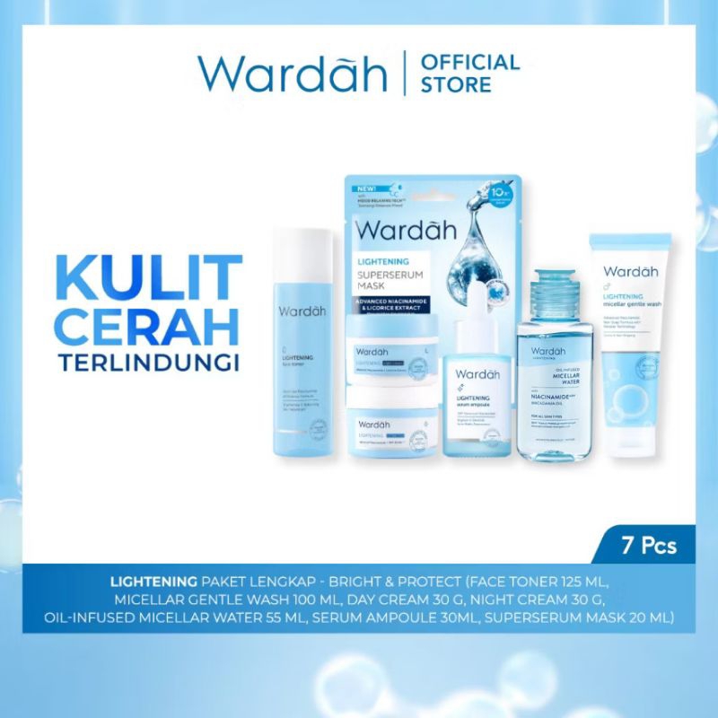Wardah lightening series full set package 7pcs