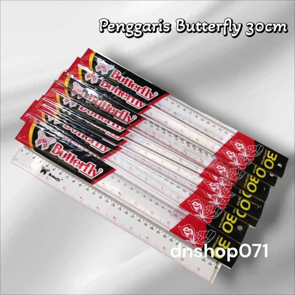 

BUTTERFLY RULER 30CM TRANSPARENT PENGGARIS BUTTERFLY KUPU KUPU 30CM PANJANG PLASTIK