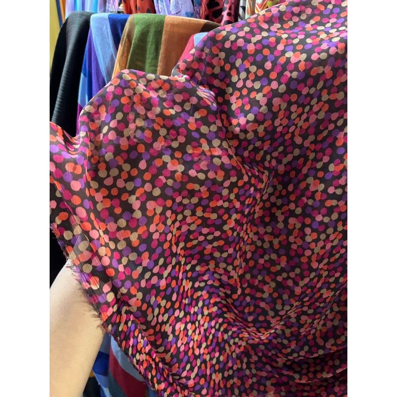 kain Ceruty Yoryu motif polkadot - kain yoryu premium motif - kain motif polkadot - kain meteran - k