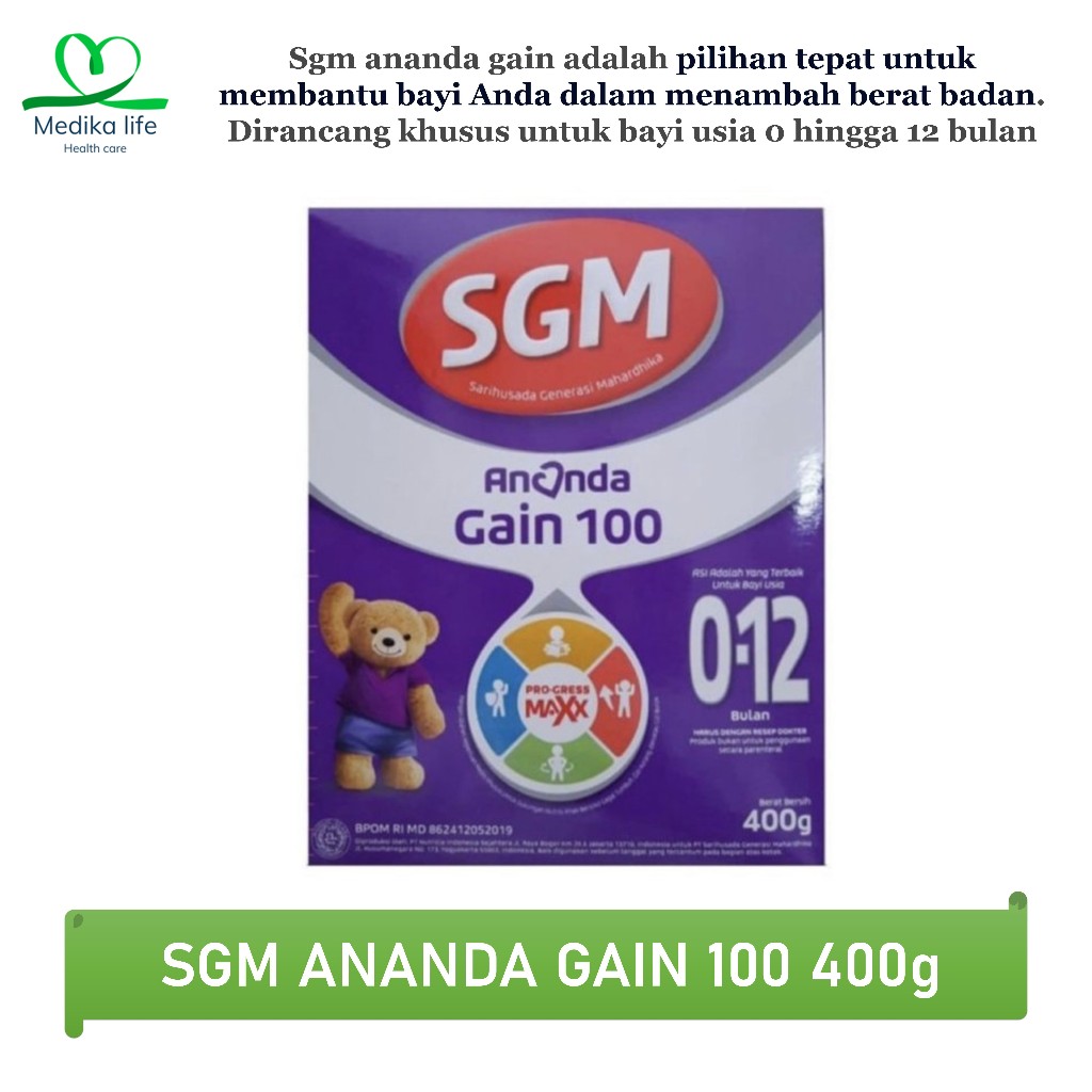 SGM ANANDA GAIN 100 400 GR Untuk Bayi Usia 0-12 Bulan Susu Khusus Penambah Berat Badan Bayi