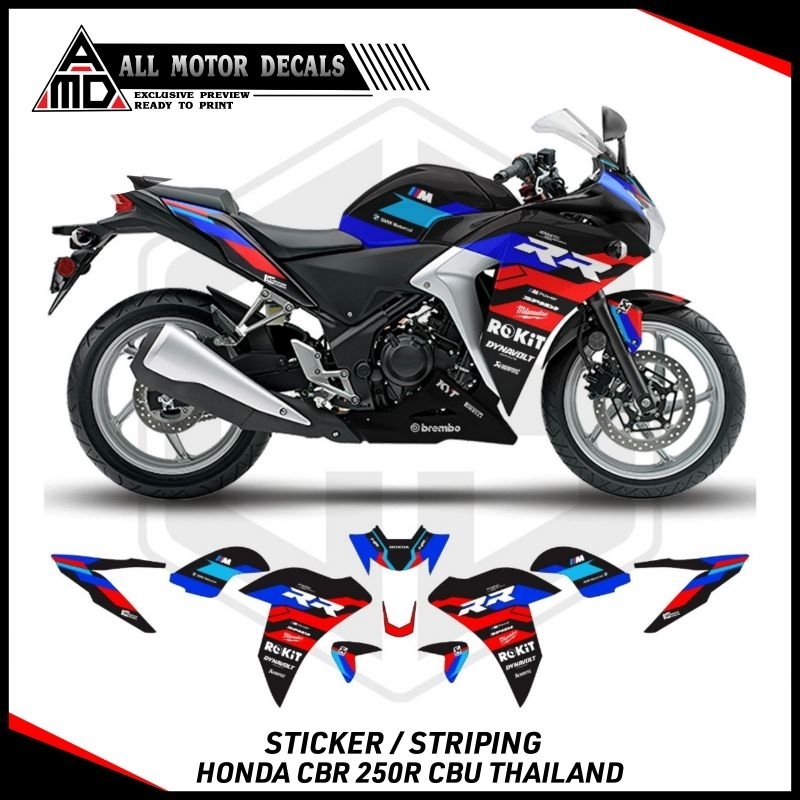 Striping Honda Cbr 250r Cbu / Sticker Cbr Cbu Thailand / Decal Aksesoris Stiker Motor Cbr250r Cbu / 