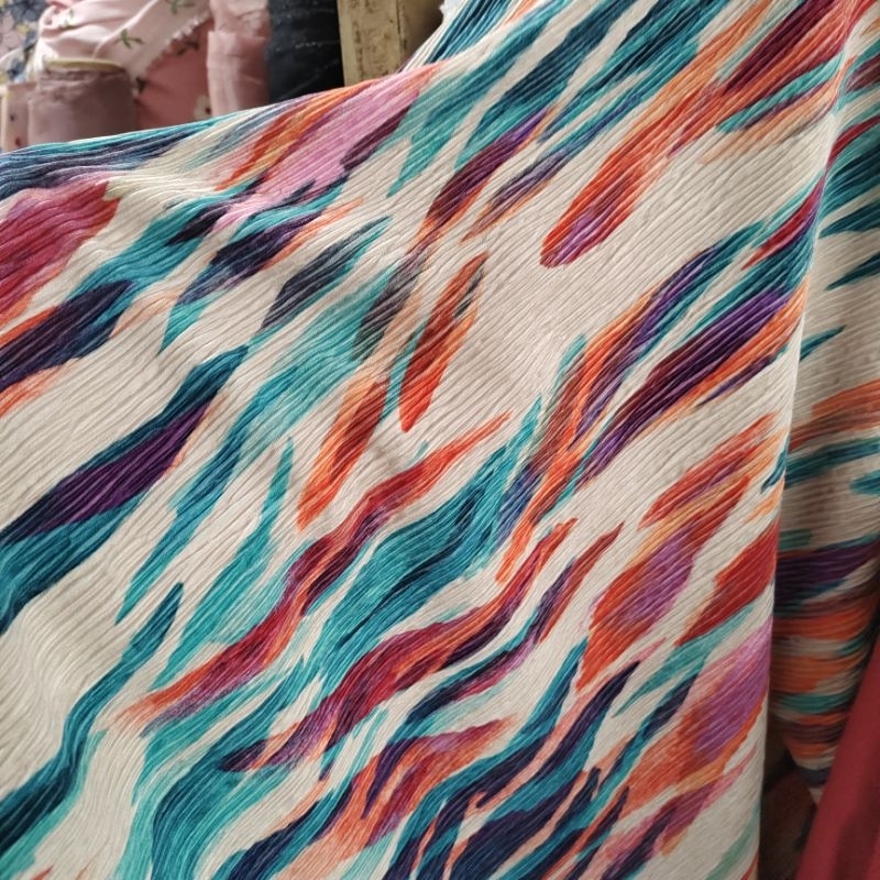 Kain plisket motif - bahan pleats motif - kain plisket lentur - kain plisket premium - kain baju pli