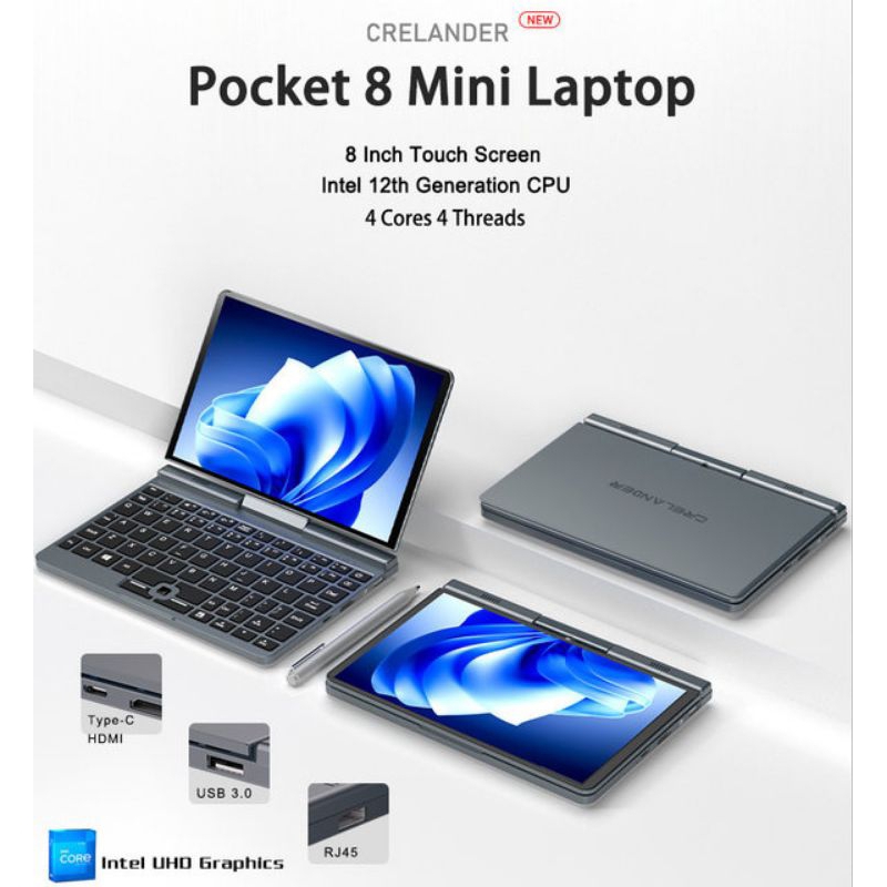 Laptop Mini 8" Intel Alder Lake N100 12th Windows 11 360 Mode Tablet