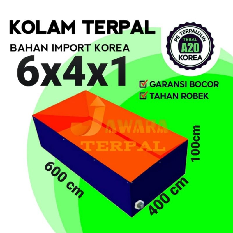 Terpal Kolam Terpal Ikan Kotak A20 Korea 600x400x100/400x600x100/6x4x1/4x6x1 Kolam Terpal Bahan Kore
