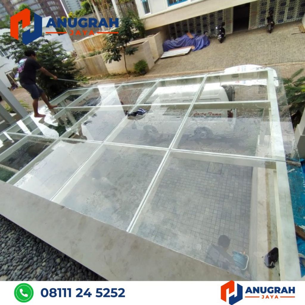 Kanopi Kaca Tempered +Rangka Holo Galvanis