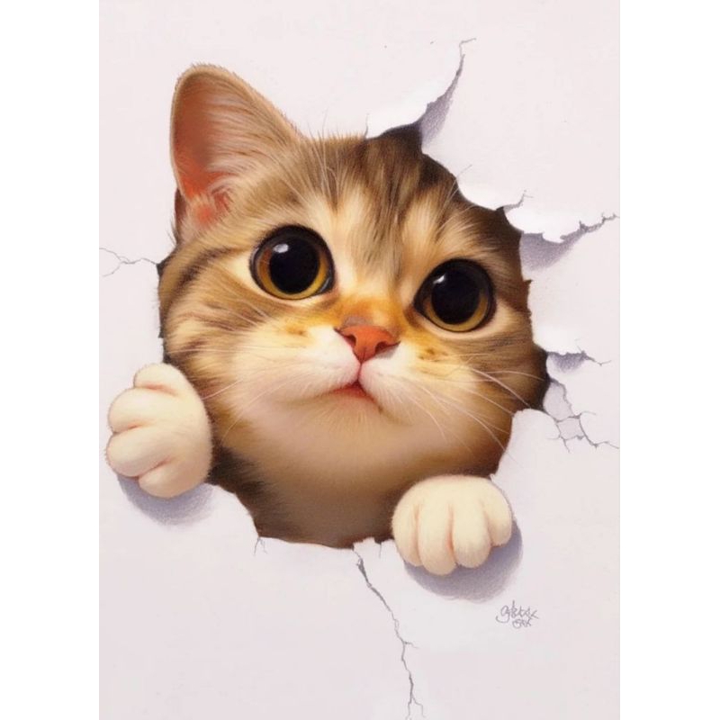 

stiker 3D kucing lucu, bahan vinil, anti air dan panas size 15 x 20 cm