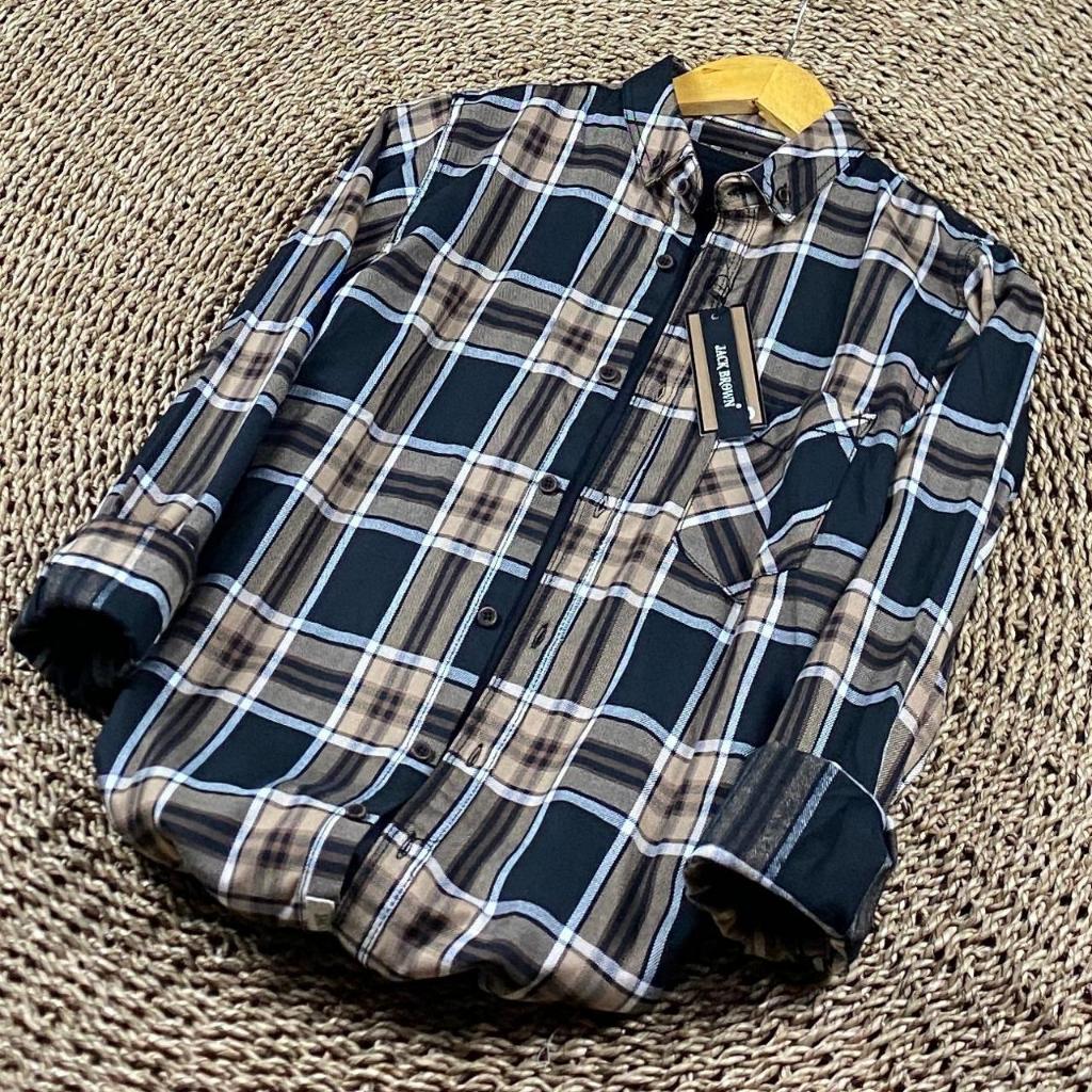 kemeja Flanel hitam coklat / kemeja distro / kemeja Terbaru / kemeja Best seller / hem flanel / atas