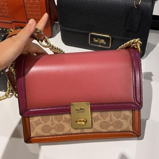 Coach Women's Signature Colorblock Hutton Shoulder Bag - Tan Rouge Multi