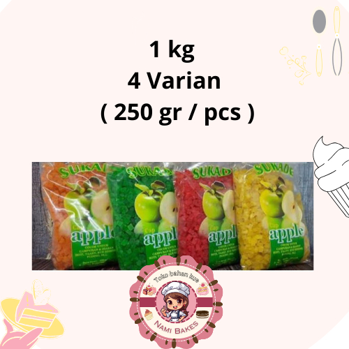 

Sukade Cap Apel 1 kg mix Buah Kering Warna Warni Socade