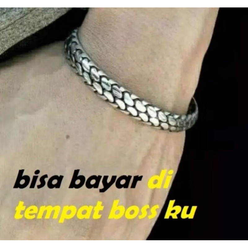 Gelang baja pria anyaman Papua anti karat terlaris