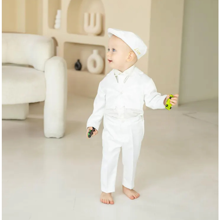 Pakaian Baptisan Anak Laki-laki, Tuxedo Baptisan Anak Laki-laki, Pakaian Bayi Laki-laki untuk Pernik