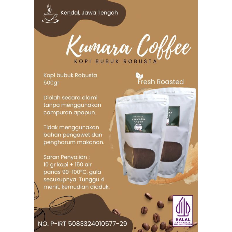 

500 G KOPI BUBUK ROBUSTA KUMARA COFFEE