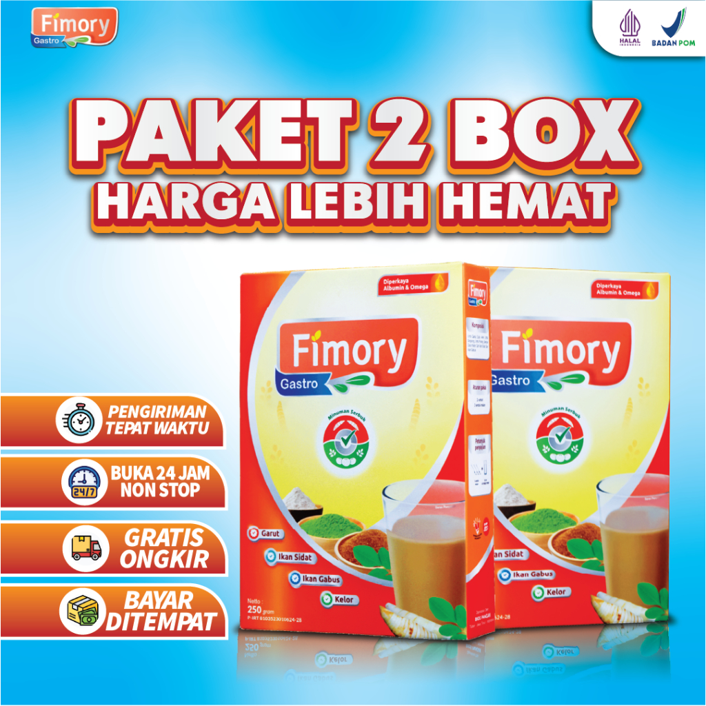 

Paket 2 Box Fimory Gastro Original Sereal Umbi Garut Asam Lambung 500grm