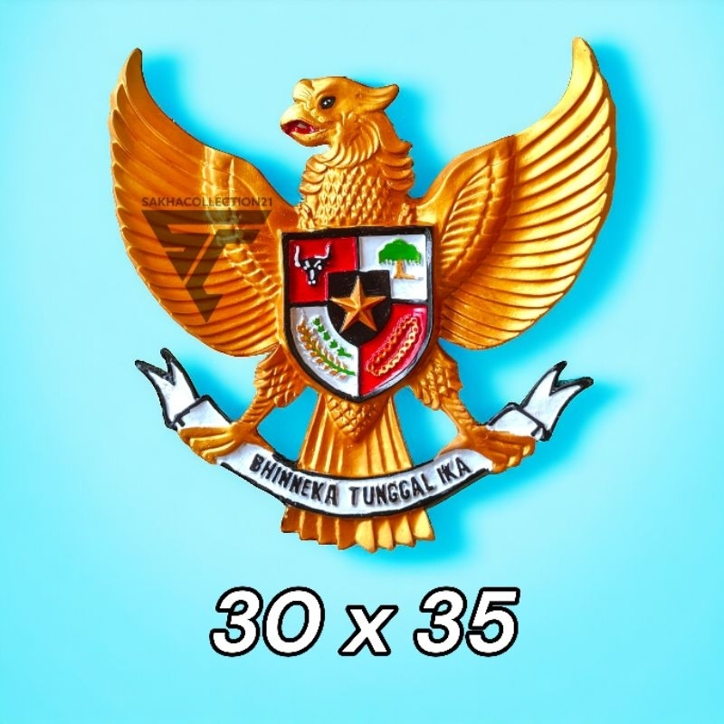 Patung Lambang Garuda 3D ukuran 30x35 bahan Fiber resin