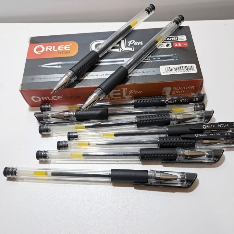 

12 pcs pulpen cair orlee 0.5 mm hitam/pulpen gel cair murah