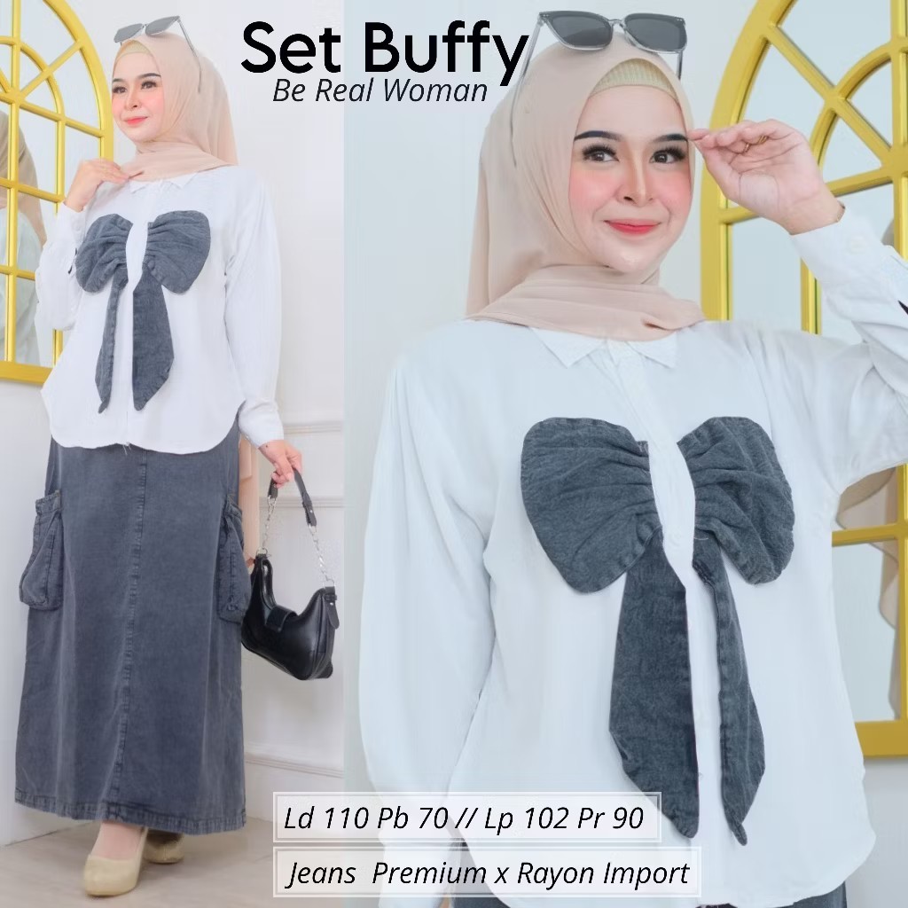 SETELAN ROK JEANS WANITA BUFFY UNTUK BERAT BADAN 50 SAMPAI 70 KG
