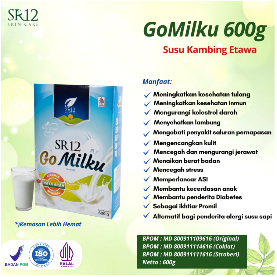 

Susu Gomilku SR12 Susu Kambing Etawa Bubuk Kualitas Premium Kemasan Hemat 600 gram