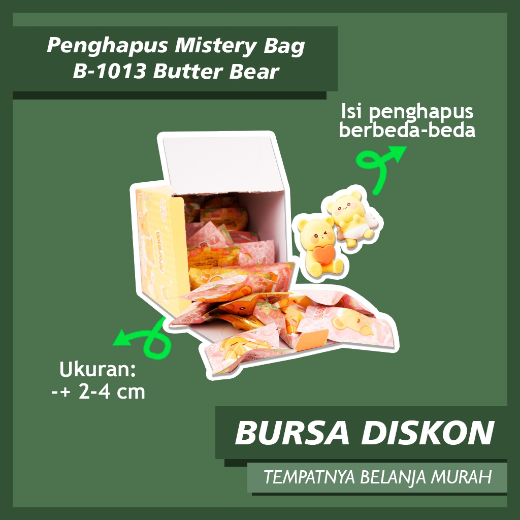 

Penghapus Misteri Bag Butter Bear B-1013 Eraser Hapusan Karet Stip Setip Beruang Kuning