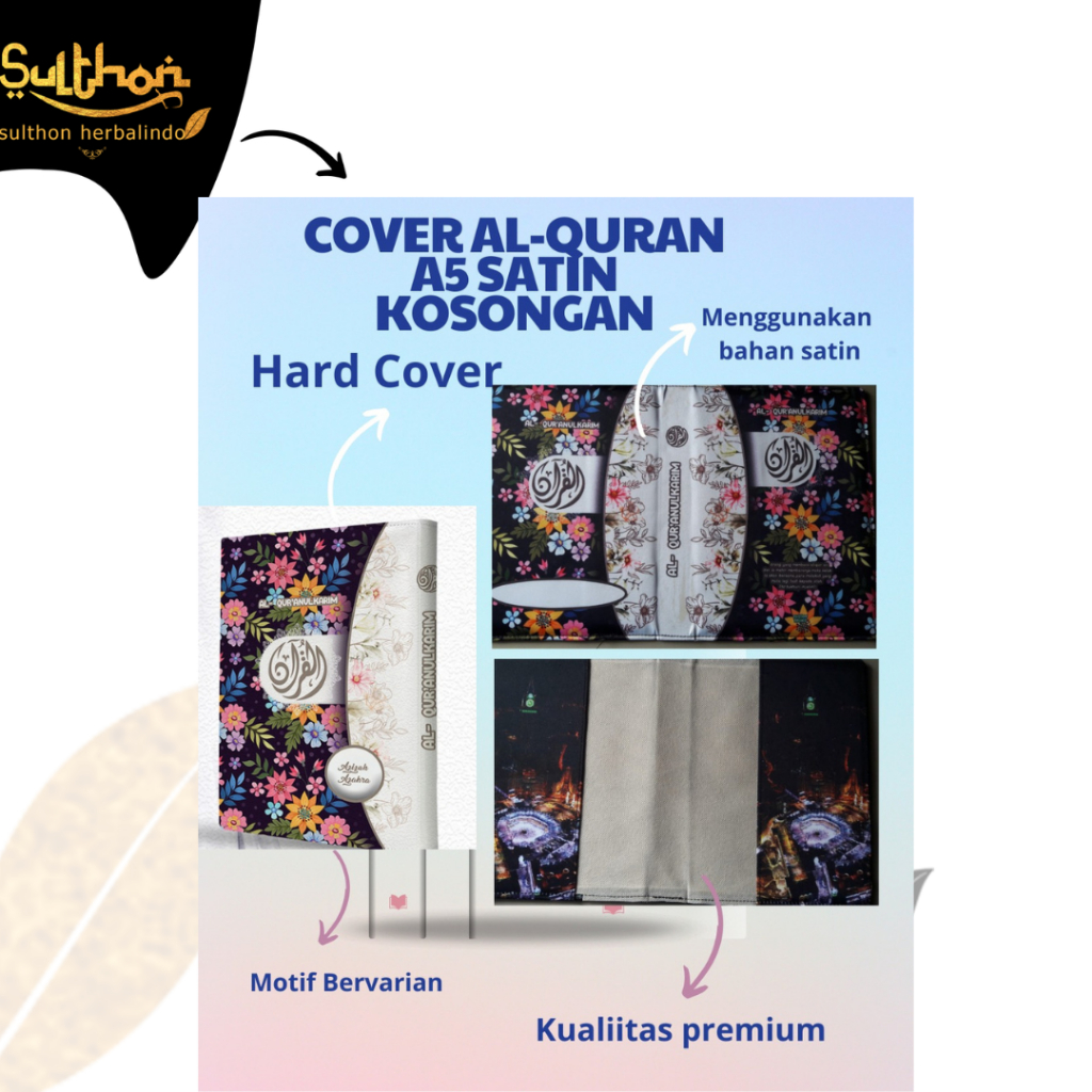 

Cover Al-quran Hanya Cover saja tanpa , Bisa Custom Pakai Nama , al-quran ukuran A5 Bahan Satin ( Banyak Varian , Lebih Eksulisif ) Motif Bunga Hitam