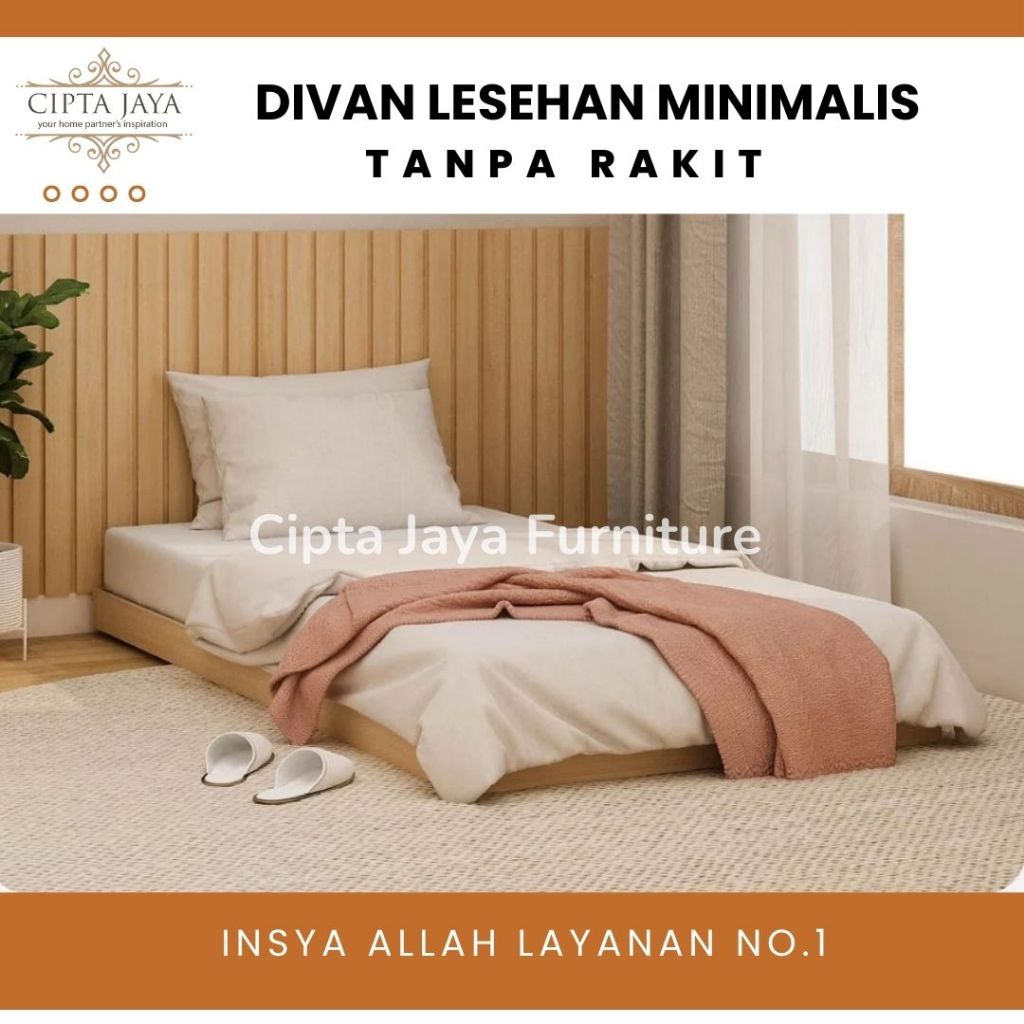 Dipan Tempat Tidur Kasur Divan Alas Tatakan Kayu Solid Minimalis Modern Lesehan Lantai