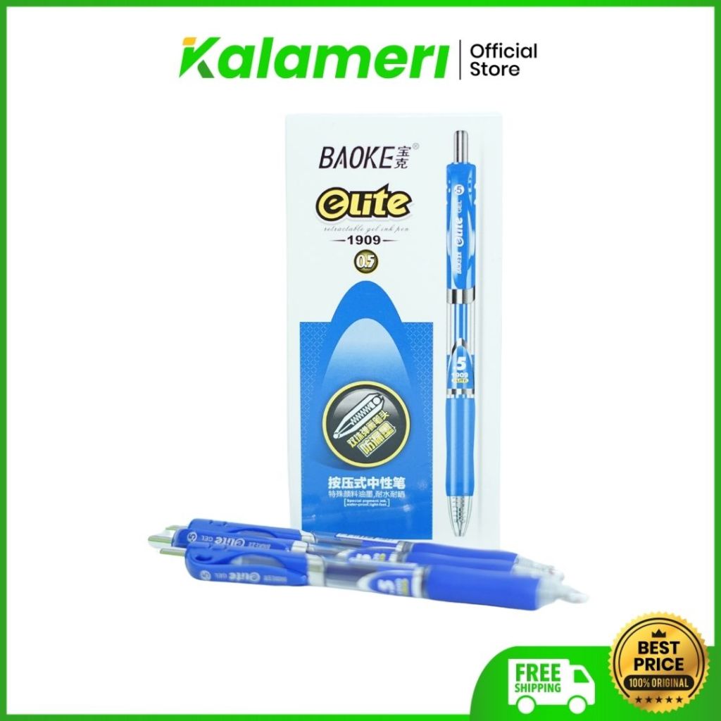 

KALAMERI - Baoke Elite Retractable Gel Pen Blue 0.5 mm - Pulpen Gel Warna Biru 1909