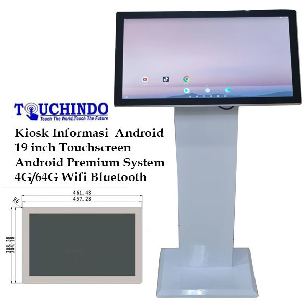 Kiosk Informasi Touchscreen 19 inch Standing+ Android Premium System