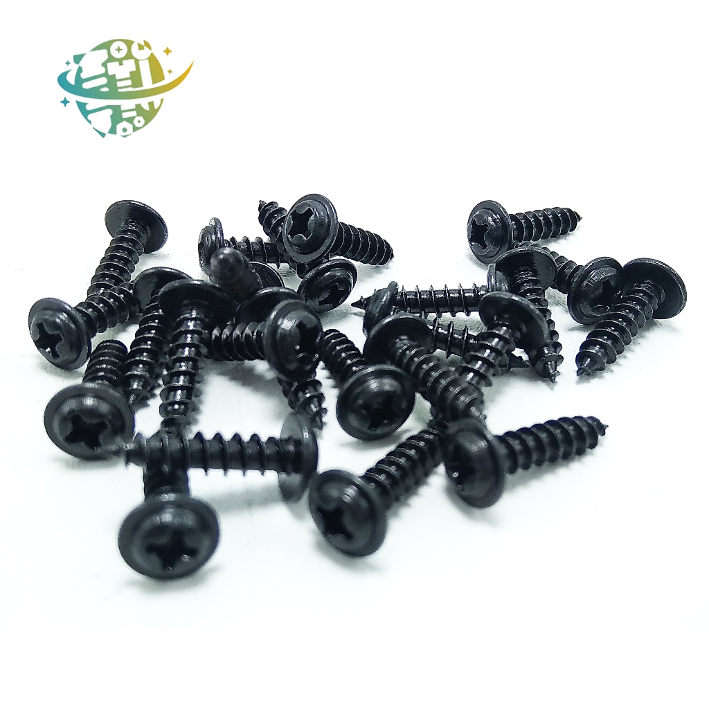 Skrup Hitam Kepala Topi Baut Elektronik PH Hitam Kepala Plus - 10 Pcs