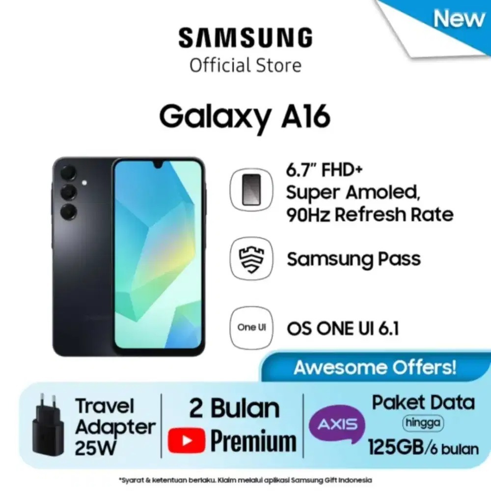 Samsung a16 ram 8/128 Baru dan Fresh / BNIB free adaptor