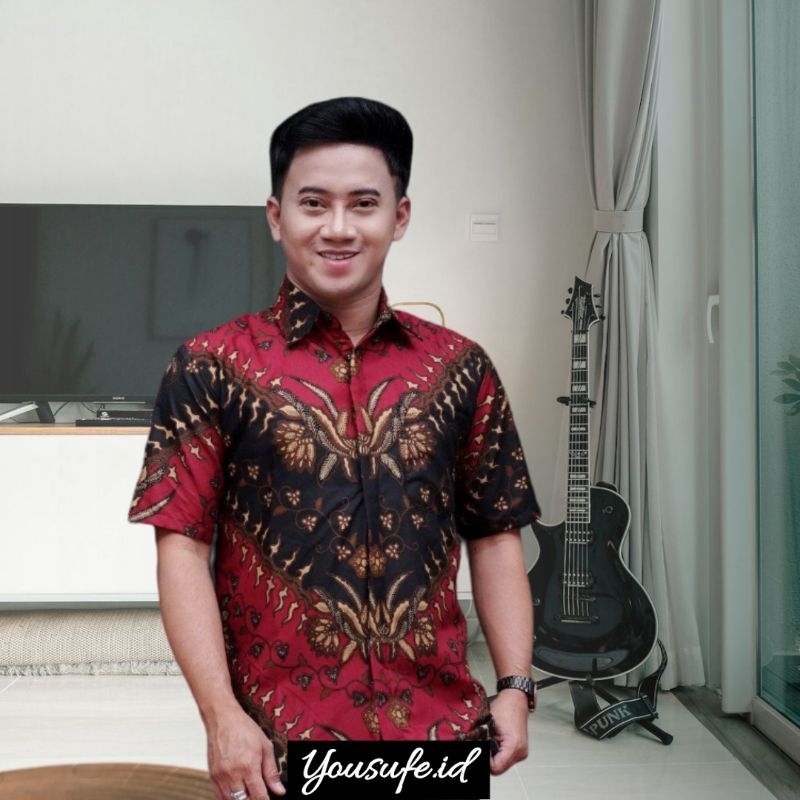 Batik Pria Lengan Pendek  Bisa Seragam Kantor Hajatan Keluarga Tidak Luntur Terbaru Shopee Cod
