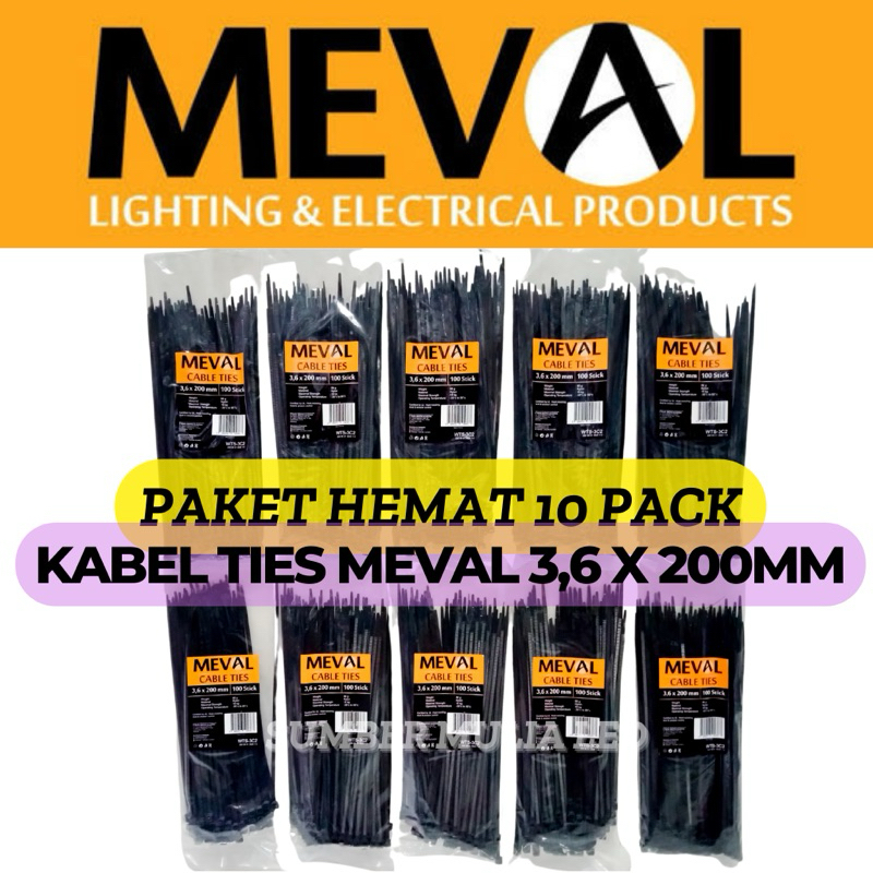 

[ PAKET HEMAT 10 PACK ] MEVAL KABEL TIES NYLON 3.6 X 200 MM 20CM ISI 100PCS PUTIH HITAM MERAH BIRU KUNING WARNA WARNI HARGA GROSIR